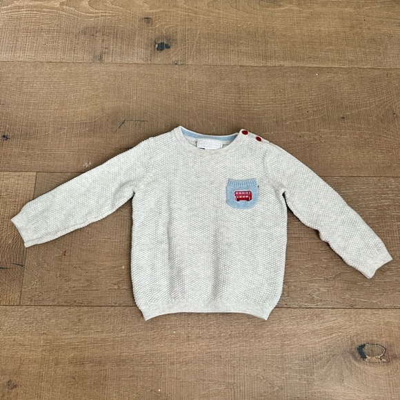 Charming Kids Sweater with Blue Pocket - Picture 2 of 5
